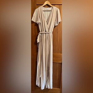 Baltic Born Crème Chiffon Bridesmaid Maxi Dress with Sleeves